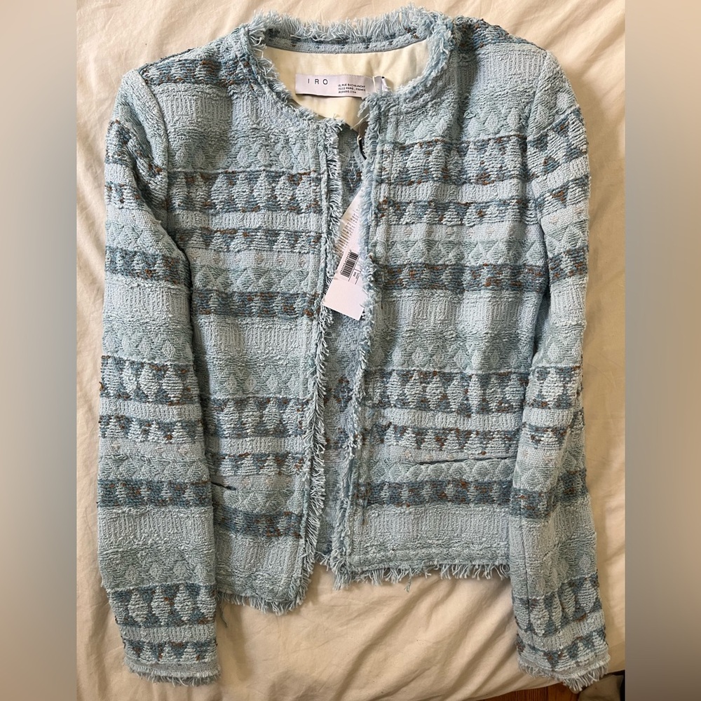 IRO Blue Tweed Jacket with Nordic Pattern